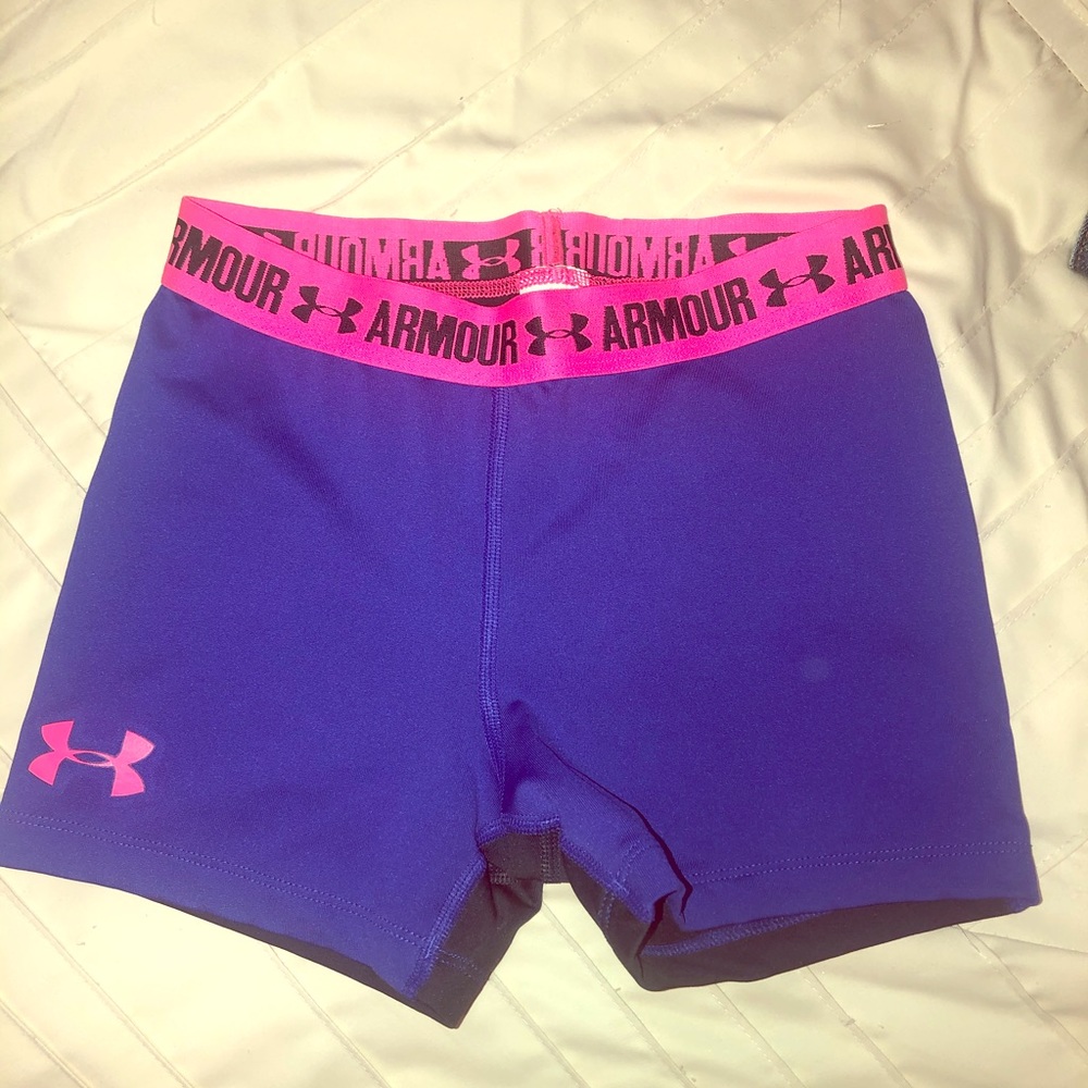 Purple and Gray Under Armour Spandex Shorts